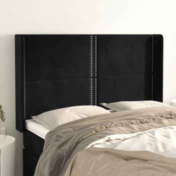 Testiera ad Orecchio Nera 147x16x118/128 cm in Velluto Vidaxl 96557