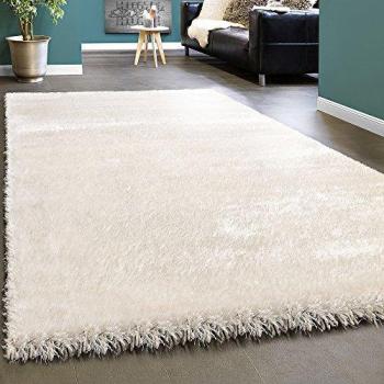 Tapis Shaggy Élégance Poils Longs Blanc Crème 160x230 cm