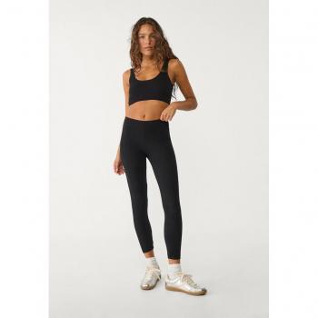Stradivarius „Invisible Seam“ – schwarze Baumwoll‑Leggings XL