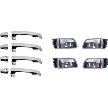 Poignées de porte intérieure chromées grises, ensemble 8 pcs