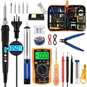 Adjustable Temperature Soldering Iron Set with Desoldering Pump