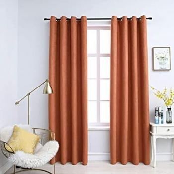 Gordijnen met Ringen 140x175 cm Verduisterend Roestkleurig 2 Stuks