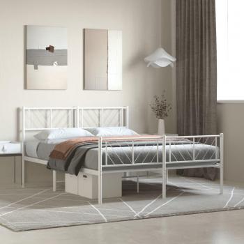 Estructura Cama Sin Colchón con Estribos Metálicos Blancos 160x200 cm