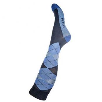 HKM Classico Check Blue Riding Socks – 30/34