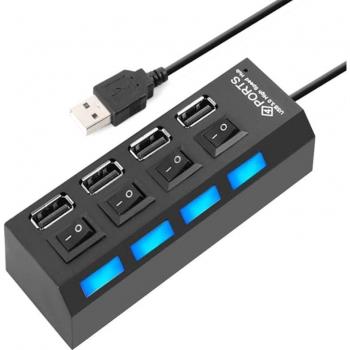 Concentrador USB 4 Puertos con Interruptores para Dispositivos