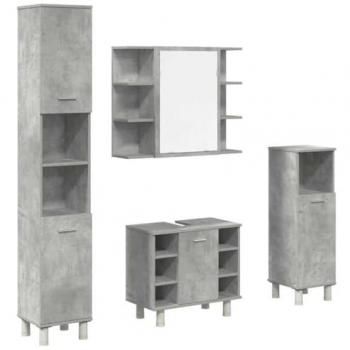 Kastset Badkamer 4‑delig, Bewerkt Hout