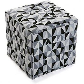 Versa 19501326 Sgabello Cubo Puff Sedia Rhune 35x35x35 in Bianco/Nero/Grigio