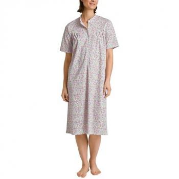 CALIDA Damen Nachthemd Soft Cotton mit Knopfleiste, Kurzarm und Stehkragen, 110 cm Länge, Rosa
