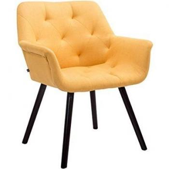 Esszimmer-Stuhl „Cassidy“ mit Stoffbezug, sesselförmigem Polster, Armlehne, 45 cm Sitzhöhe, gelb, Gestell Coffee
