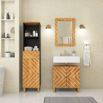 Ensemble d'armoires de salle de bain en bois de manguier 3 pièces