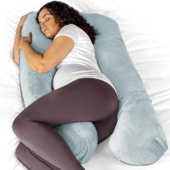 Aamira Maternal U-Form Sleep Pillow – Soft Sky Blue & Cloud Grey