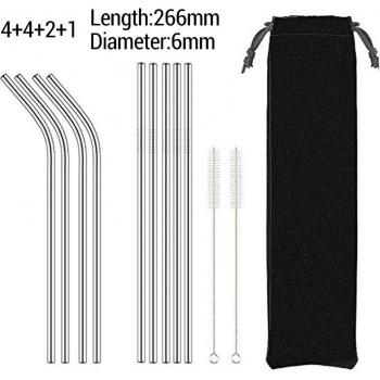 11pcs Stainless Steel Eco-Friendly Drinking Straw Set