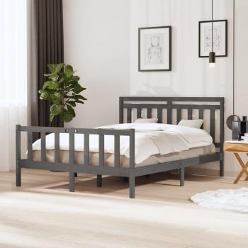 Grey Solid Wood Bed Frame by vidaXL (Without Mattress)