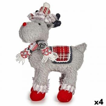 Reno Decorativo de Navidad Blanco Rojo Gris 18 x 41 x 30 cm