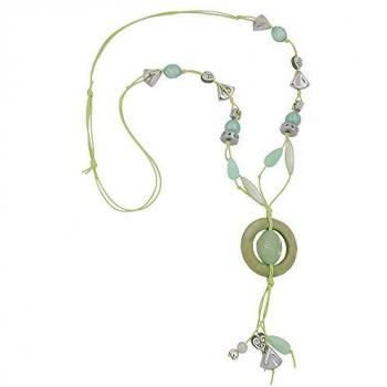 Perlenkette in oliv-grün und mint-grün mit lindgrüner Kordel, 90 cm