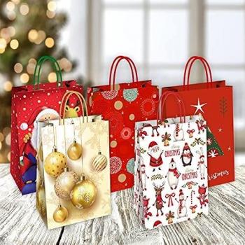 Shopper Natalizie in Carta con Fantasia Assortita e Codice WF73235