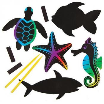 Sealife Scratch Art Magnets Craft Kits (Pack of 12)