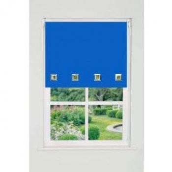 Blue Roller Blind with Square Eyelet Edge 165cm Drop