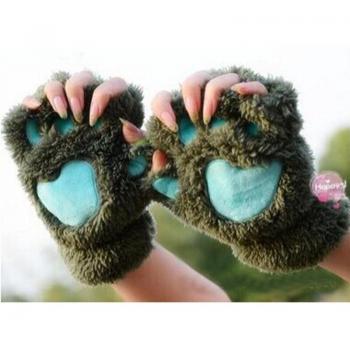 Paw Print Plush Gloves