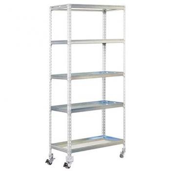 Estantería Simon Rack con Ruedas 5 Niveles, Capacidad de Carga 75 kg, Color Blanco/Galva, Dimensiones 1875x900x400