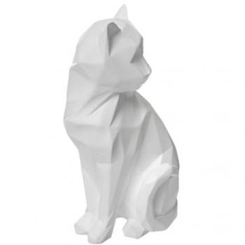 Petite Statuette de Chat – Résine, Couleur Blanc, 20 cm