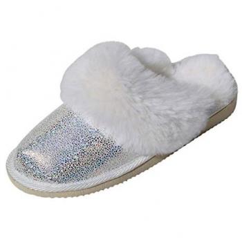 Hollert Malibu Glitzer Hausschuhe mit extra Dichtung – Frauengröße 41, weiß