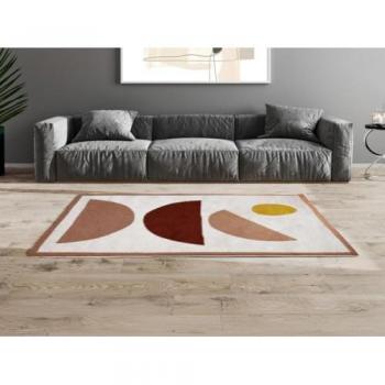 Tappeto morbido 120 x 170 cm crema e rosa