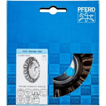 Spazzola conica PFERD COMBITWIST KBG 115x15mm M14 acciaio inox 0,35 mm