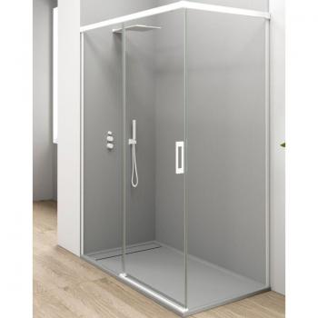 Mampara Ducha JYSAN Perfil Blanco Mate 130 × 85 con Vidrio 6 mm Antical