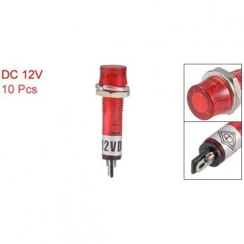 Uxcell 10pcs 7mm Red LED Indicator Lights DC 12V 24V Panel Mount