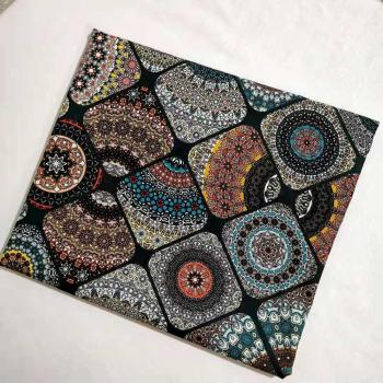 Patchwork Cotton Fabric with Green Square Design
