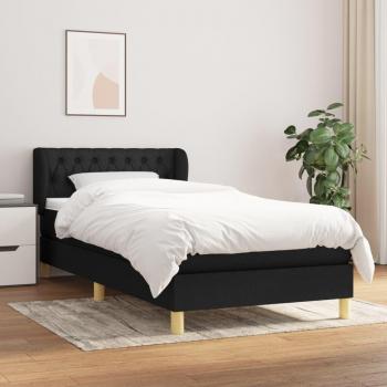 Vidaxl Lit À Sommier Tapissier Avec Matelas Noir 90x200 Cm Tissu