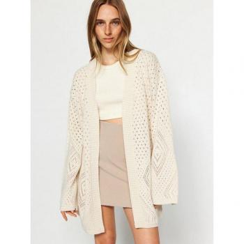 Einseitige Holzmuster-Strickjacke in Größe M – Trendyol Collection Wide Fit