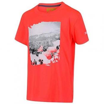 T-shirt mixte enfant Regatta Alvarado V, léger et respirant, avec imprimé, corail ardent, FR : S