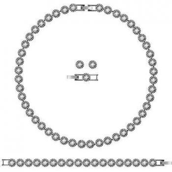 Parure Swarovski Angelic Rond en Verre Clair avec Chaîne en Métal Rhodié