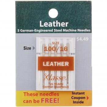 Tacony Klasse Machine Needles for Leatherwork, Size 16/100, 5 Pack