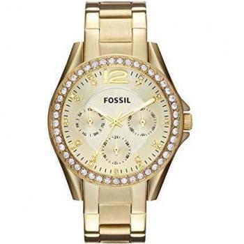 Damenuhr Riley von FOSSIL: 38 mm Gehäuse, Edelstahlarmband, Quarz-Multifunktionswerk