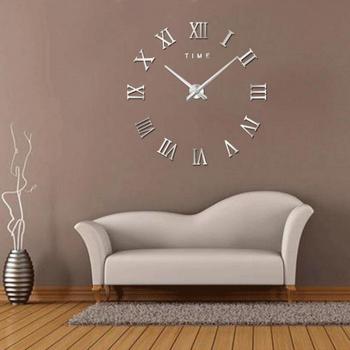Horloge murale DIY 3D miroir avec grands nombres romains