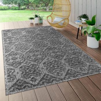 Wetterbeständiger Indoor/Outdoor Teppich 120 cm – Runder, geometrischer Anzatz, Anthrazit, Paco Home