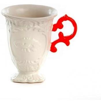 Seletti Kaffeetasse Ich ‐ Porzellan, orange/weiß, 10 cm Durchmesser, 11,5 cm Höhe