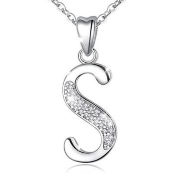AEONSLOVE Collier en Argent 925 Lettre de l'alphabet avec Pendentif Initial