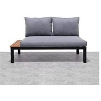 ScanCom Barcelona Gartensofa 2‑Sitzer – Schwarz, Ablage, Sitz Braun, Gestell Schwarz, Maße 138,2 × 76,6 × 73 cm