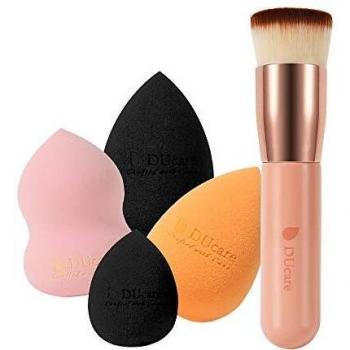 DUcare 4Pcs Non-Latex Makeup Sponges & 1Pc Kabuki Brush