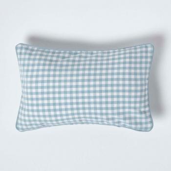 Housse de coussin 30 x 50 cm à motifs Vichy bleu