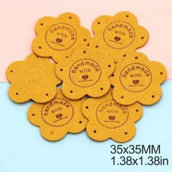 Handmade With Love Leather Flower Labels