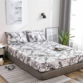 Sábanas de cama de mármol de microfibra con fundas de almohada a juego
