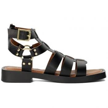 Dune London Women's Lynks Black Gladiator Sandals with Wooden Sole