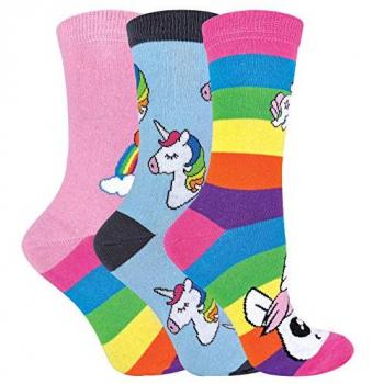 Soft Cotton Unicorn Striped Rainbow Socks