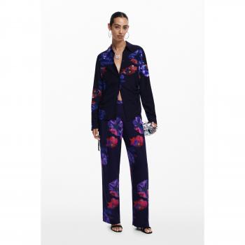 Desigual Pantaloni 25SWPWX5 Fiori Fluidi Nero