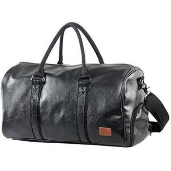 Mioy Sac de Voyage Grande Capacité Imperméable en PU Cuir Noir